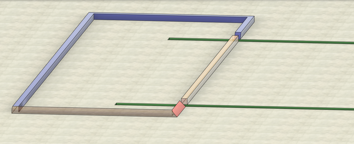 3D model render of integral containment curb design options for a sloped bottling plant floor