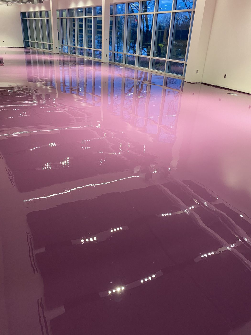 MavCoat Flex flexible epoxy floor, commercial building — during installation