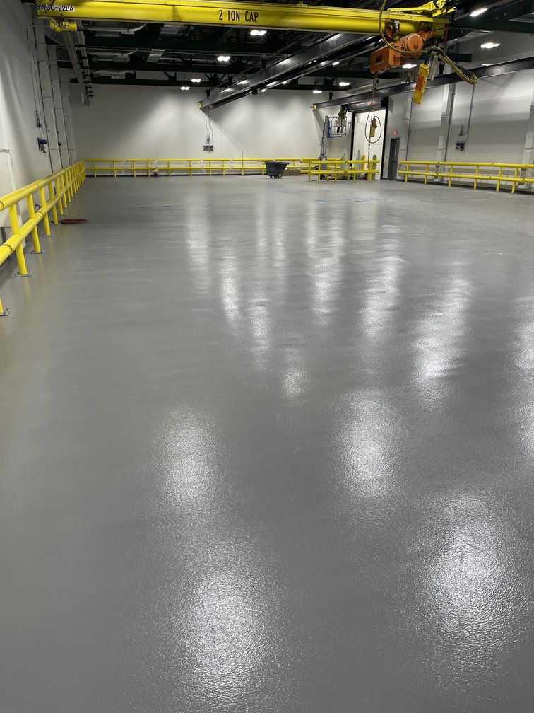 Completed floor coating across battery storage facility, automotive plant — after installation